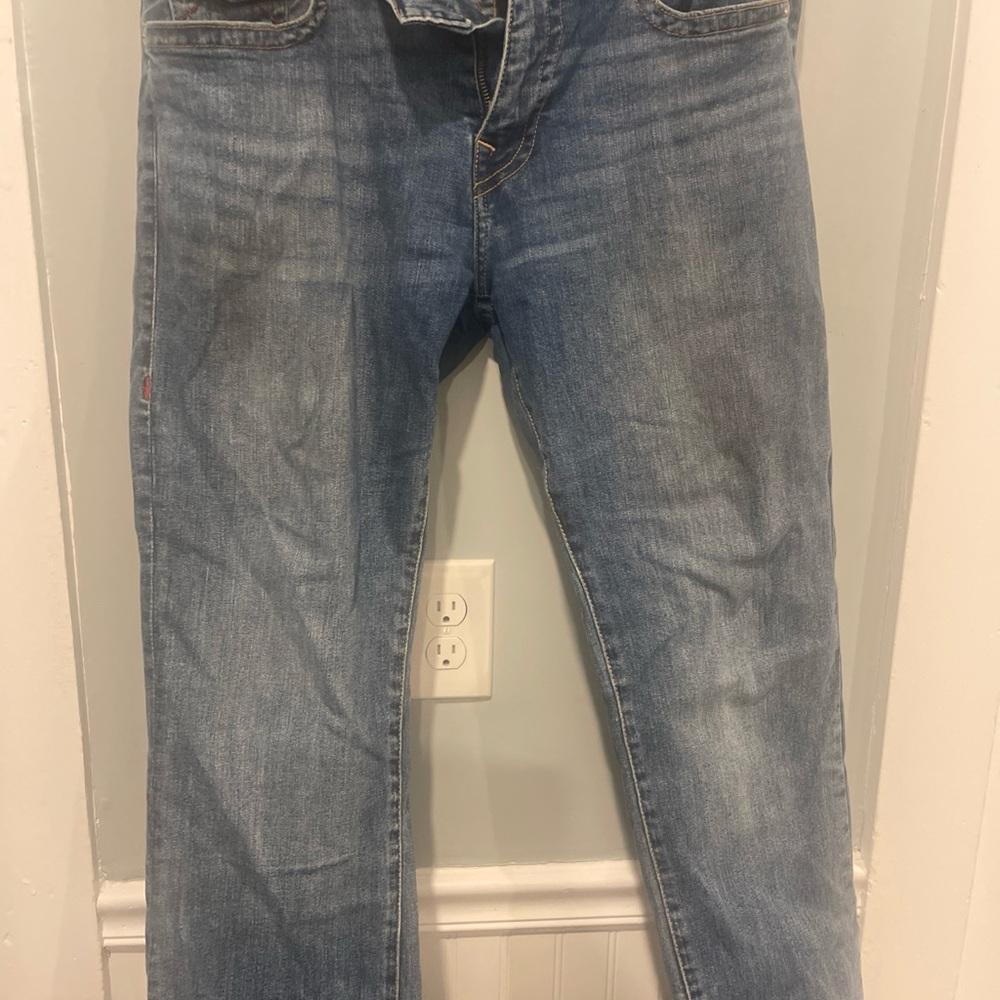 True Religion Blue Slim Straight Jeans with Natural Fading